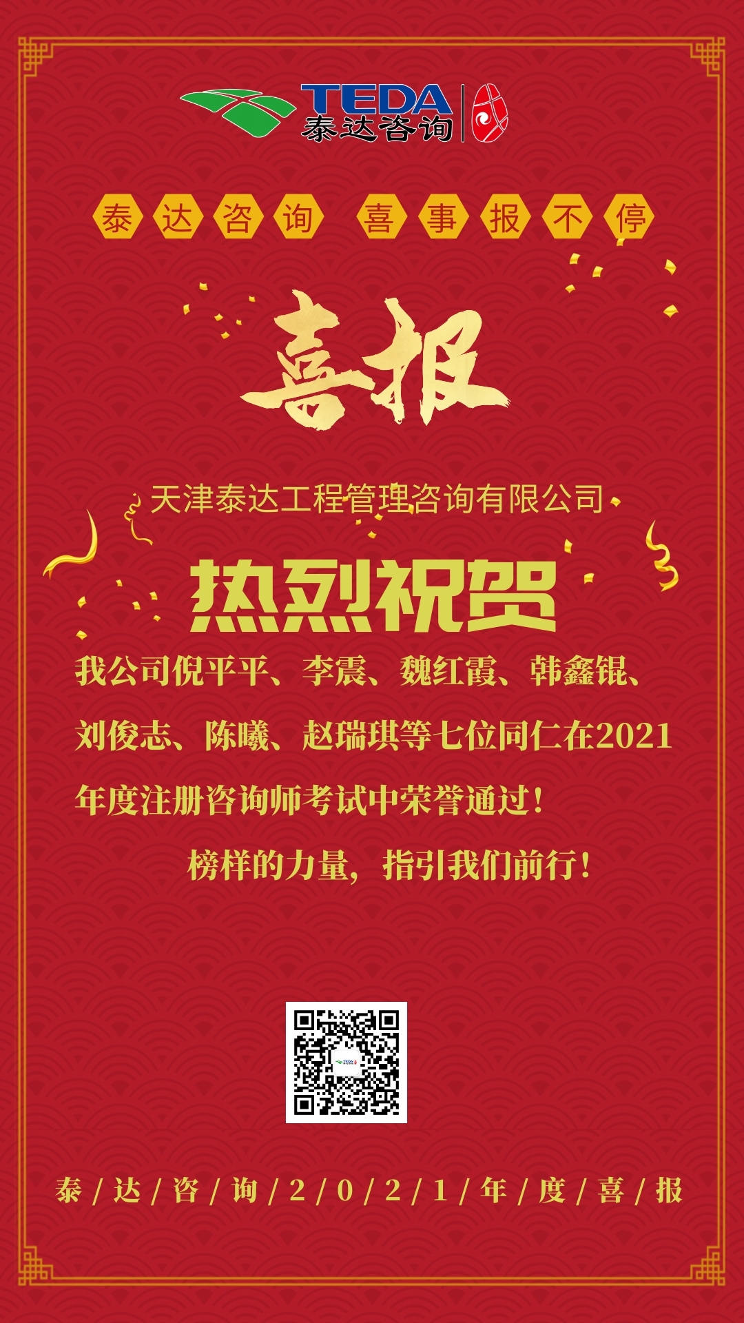 喜報(bào)！熱烈祝賀我司7位同仁通過(guò)咨詢工程師考試！